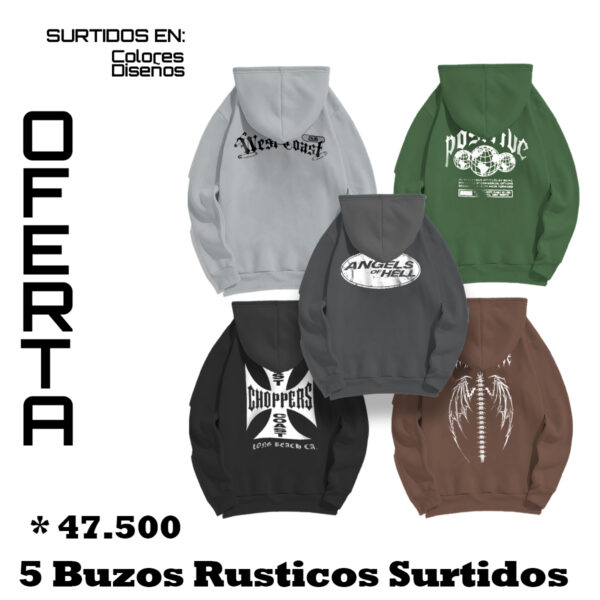 PACK SURTIDO DE 5 BUZOS RUSTICOS
